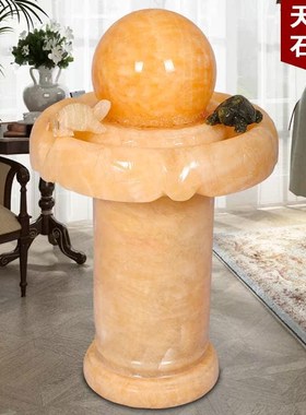 透光流水球中号圆球转动球石材假山流水喷泉摆件装饰客厅开业礼品