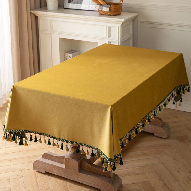 法式复古丝绒桌布北欧轻奢高级感纯色正方形桌布茶几布定制餐桌布