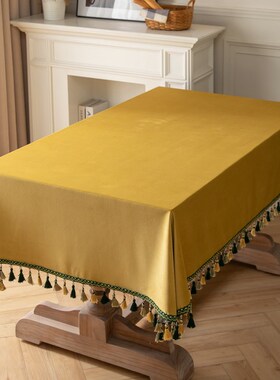 法式复古丝绒桌布北欧轻奢高级感纯色正方形桌布茶几布定制餐桌布