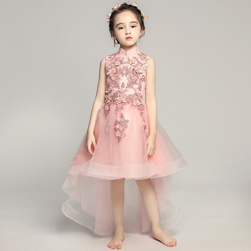 儿童晚礼服公主裙立领旗袍裙鱼尾婚纱生日小主持人模特走秀演出服