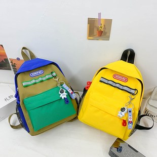 时尚拼色男童外出旅游背包洋气春游书包儿童休闲轻便双肩包百搭款