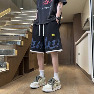 夏季薄款纯棉短裤外穿男孩青少年初中学生运动裤大童休闲五分裤子