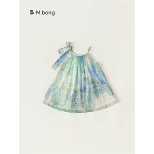 女童法式连衣裙夏季新款女孩高级感晕染超仙海边度假吊带长裙宝宝