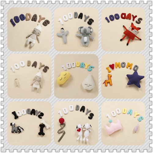 儿童新生儿摄影道具玩偶宝宝婴儿拍照针织满月毛线百天字母道具