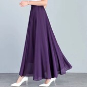 a字雪纺半身裙长裙2024新款 女小个子跳舞裙子显瘦遮胯大码 舞蹈裙