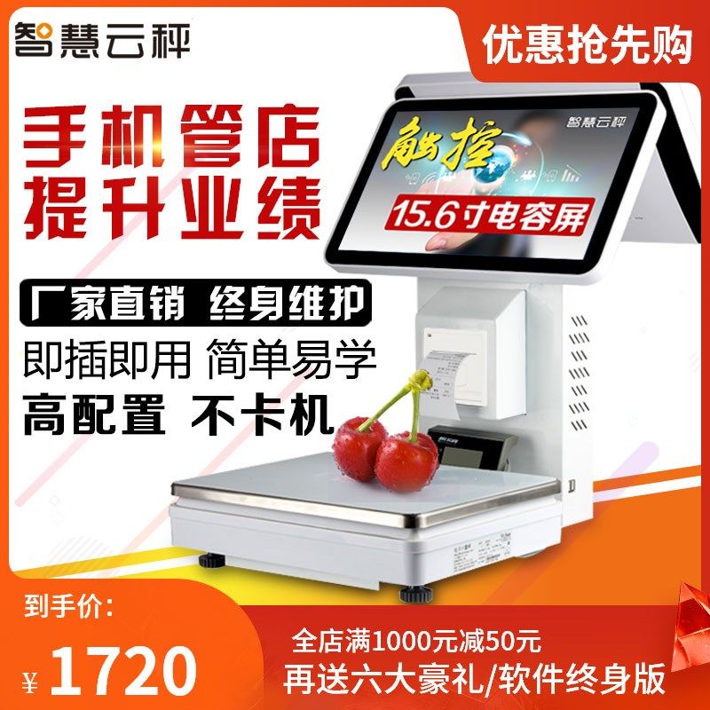 水果蔬菜便利店称重收银一体机生鲜电子称熟食卤菜电脑触膜秤系统