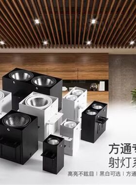 铝方通吊顶专用灯商场店铺明装射灯方形格栅灯5cm10公分led方通灯