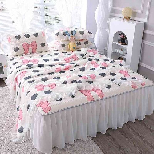 夏季乳胶冰丝防滑凉席床裙款三件套夏被四件套宿舍少儿空调软席子