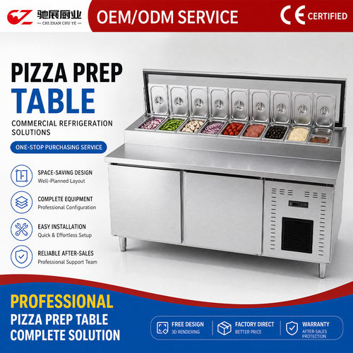 Stainless Steel Sandwich Salad Prep Table， CE Certified