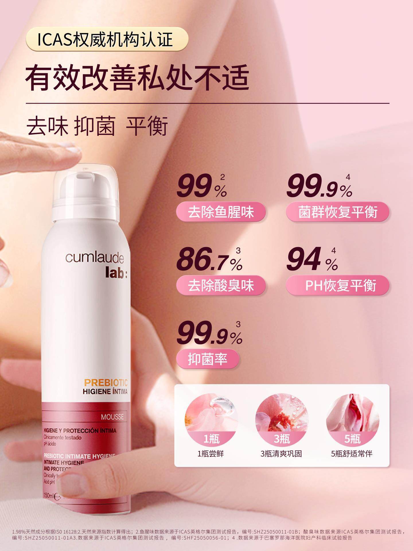 香菇双12珂蔓朵益生元清洁慕斯女私密处洗护液修护理官方旗舰店