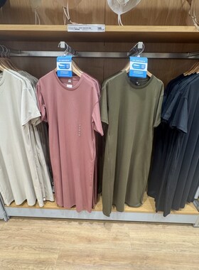 女装棉混纺T恤连衣裙短袖裙子25春夏新款试衣间宽松长裙子R477306