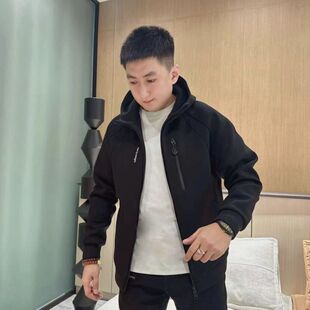 百搭宽松透气连帽夹克上衣 字母拉炼卫衣外套时尚 2023秋冬男士 新款