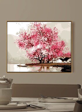diy数字油画丙烯装饰风景手工填色油彩画填充手绘中国风江南烟雨