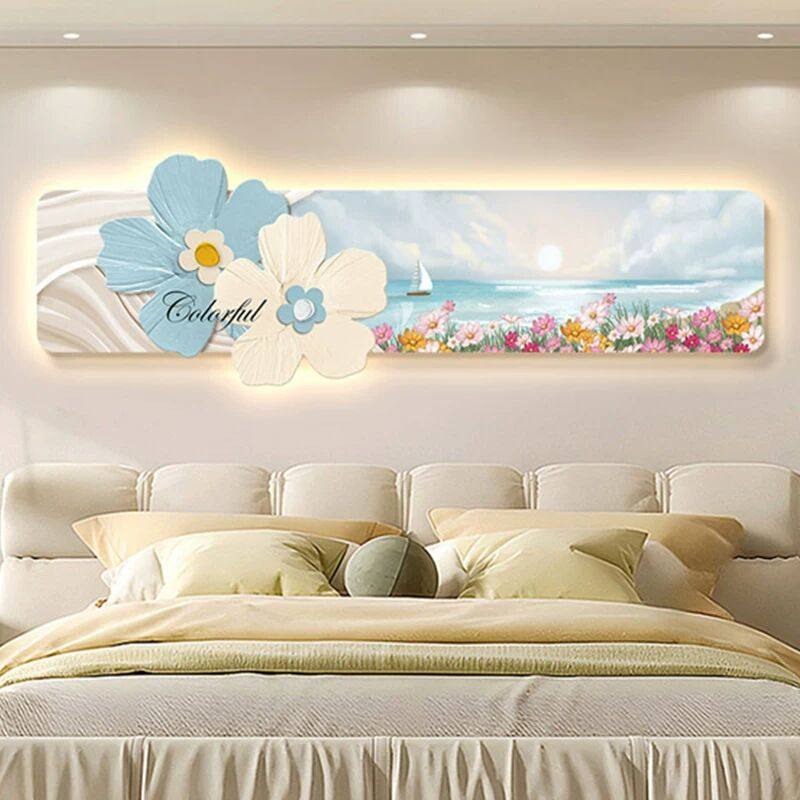 公主花朵卧室床头装饰画带灯背景墙客厅儿童房间布置挂画沙发女孩,家居饰品,现代装饰画,淘宝优惠券,粉丝福利购,淘宝优惠卷