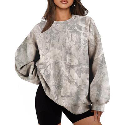 Camo Sweatshirt for Women Mens Oversized Fleece Camouflage