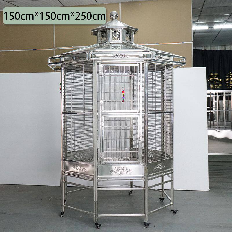 304不锈钢鸟笼大型鹦鹉笼小太阳八哥鹩哥玄凤豪华鸟别墅钢化玻璃