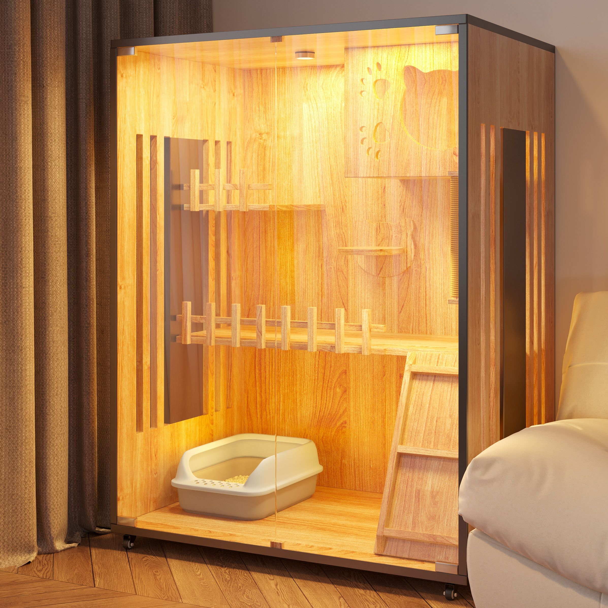 猫笼家用室内家庭猫养猫别墅猫舍二层猫城堡猫窝猫屋猫柜组装