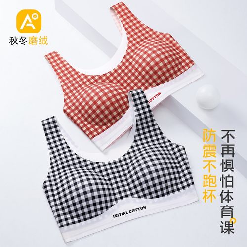 2件10-22岁少女初高中秋冬磨毛发育内衣运动防震二三阶段文胸
