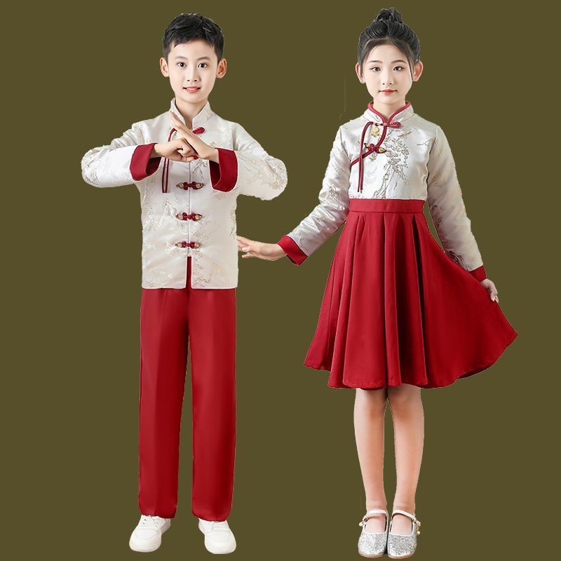 儿童六一演出服合唱中国中小学生小学生诗歌朗诵表演朗诵女童服装