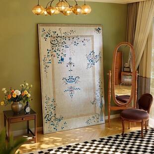 中古风实木漆画酒店样板房落地装饰画客厅餐厅花卉壁画书房挂画