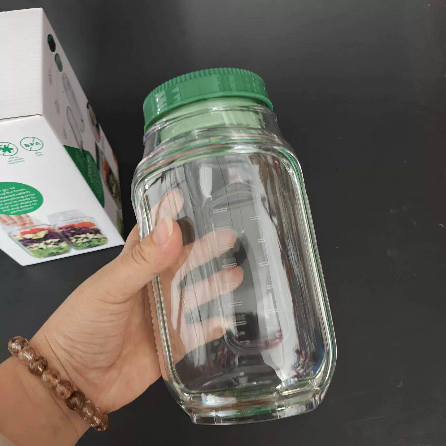 创意可携式侧开乾湿分离水果蔬菜沙拉罐酱料保鲜盒收纳盒调料密封