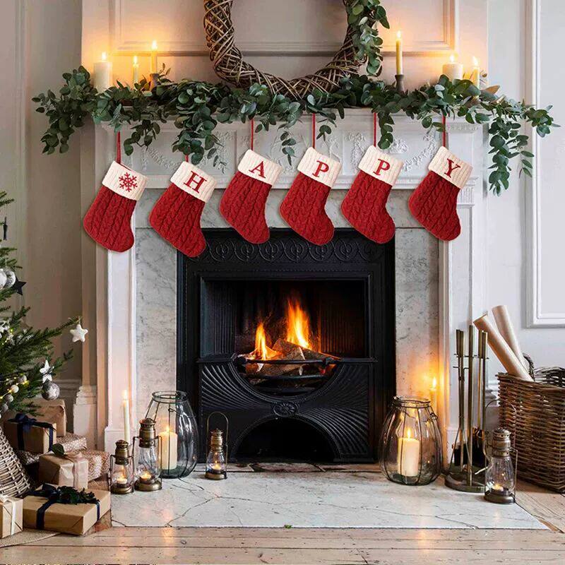 navidad Christmas Boots Letters Christmas Stocking New Knitt