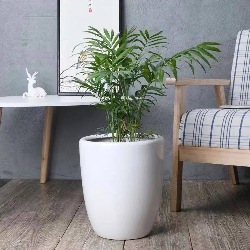 花盆陶瓷大花盆客厅特大号白色盆栽简约北欧风圆柱落地盆厂家特价