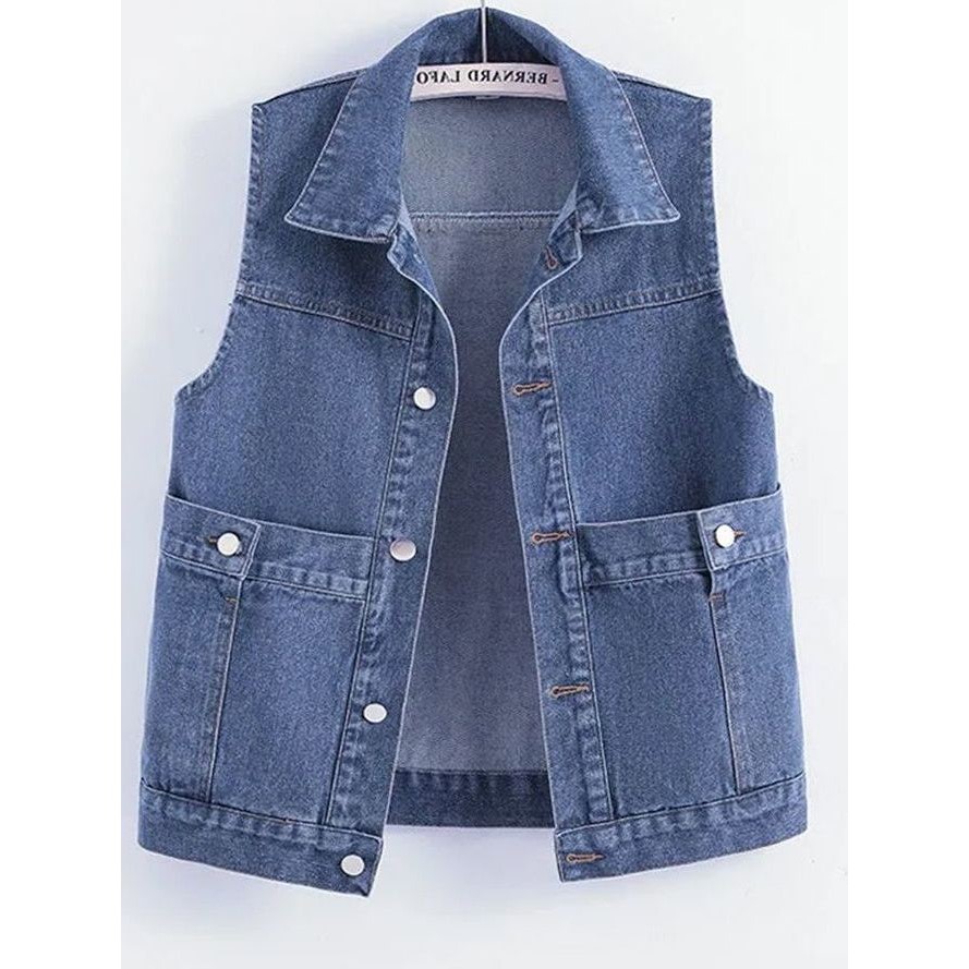 大口袋百搭牛仔马甲外套女春秋季2025年新款韩版宽松显瘦马夹外穿