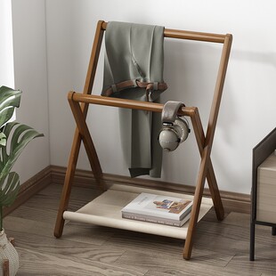 洛诺兔衣帽架落地卧室家用折叠双杆挂衣服架子角落简易收纳置物