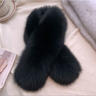 真狐狸毛围巾围脖内里獭兔毛冬季加厚双面皮草百搭时尚保暖