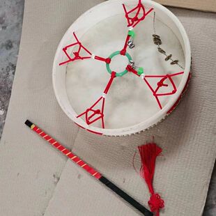 文王鼓山羊皮二神鼓单面手抓鼓镇堂鼓 送鼓鞭