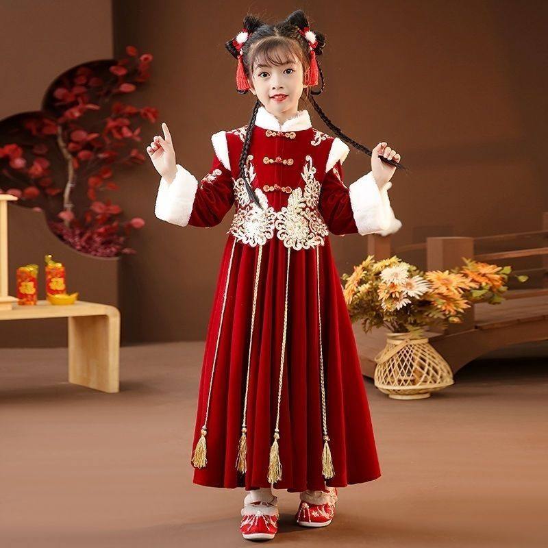 女童连衣裙汉服2025新款儿童加绒旗袍拜年服女孩国风冬季公主裙,童装/婴儿装/亲子装,连衣裙,淘宝优惠券,粉丝福利购,淘宝优惠卷