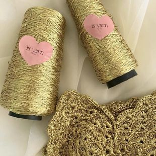 金线钩织毛线富贵金!金色贝壳包包芯纱小银包编织袋夏日金色毛线