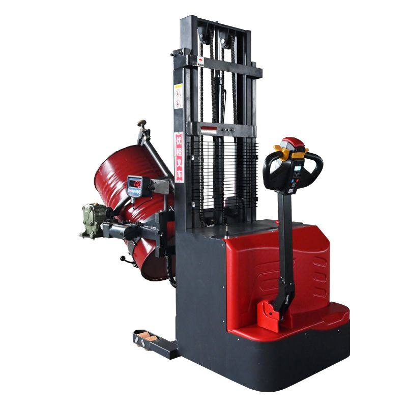 配重型全电动油桶倒料车液压升高搬运装卸翻转旋转倒料机铁桶叉车