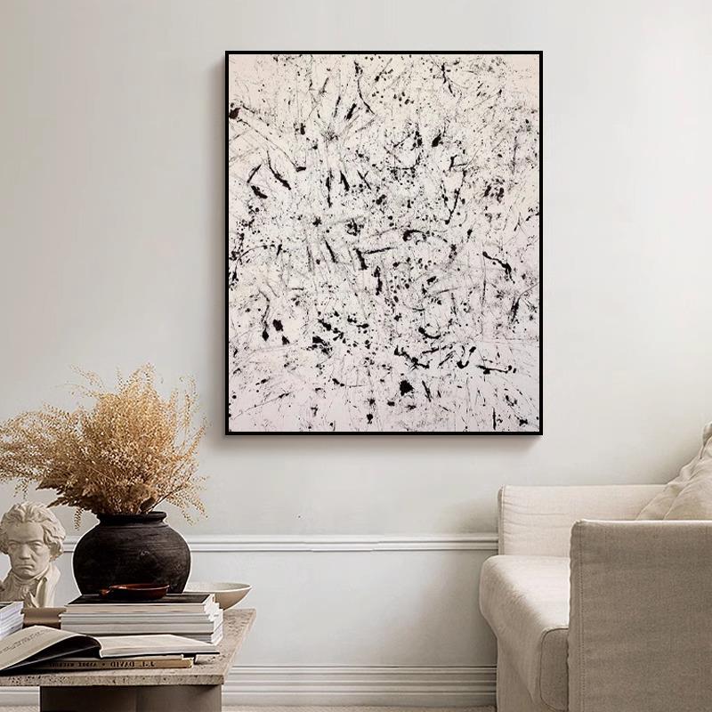 波洛克极法式简抽象泼墨挂画沙发背景墙装饰画玄关走廊进门高级感