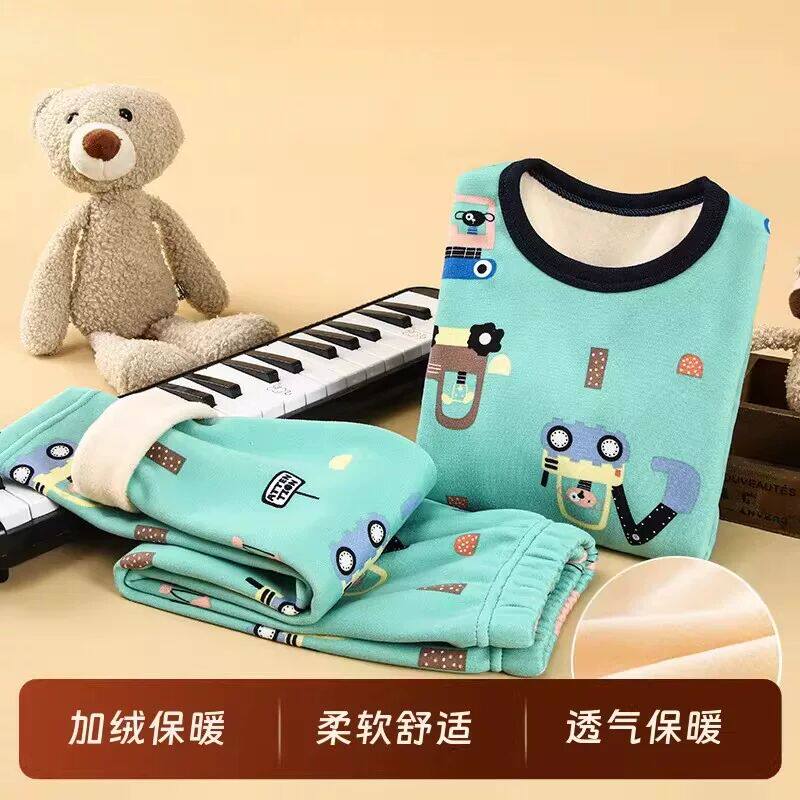 儿童保暖内衣套装加绒加厚冬季男童打底女童宝宝秋衣男孩睡衣套装