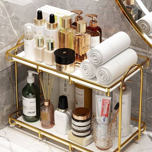 桌面化妆品宿舍置物架轻奢卧室洗漱台梳妆护肤多层洗手台面收纳架