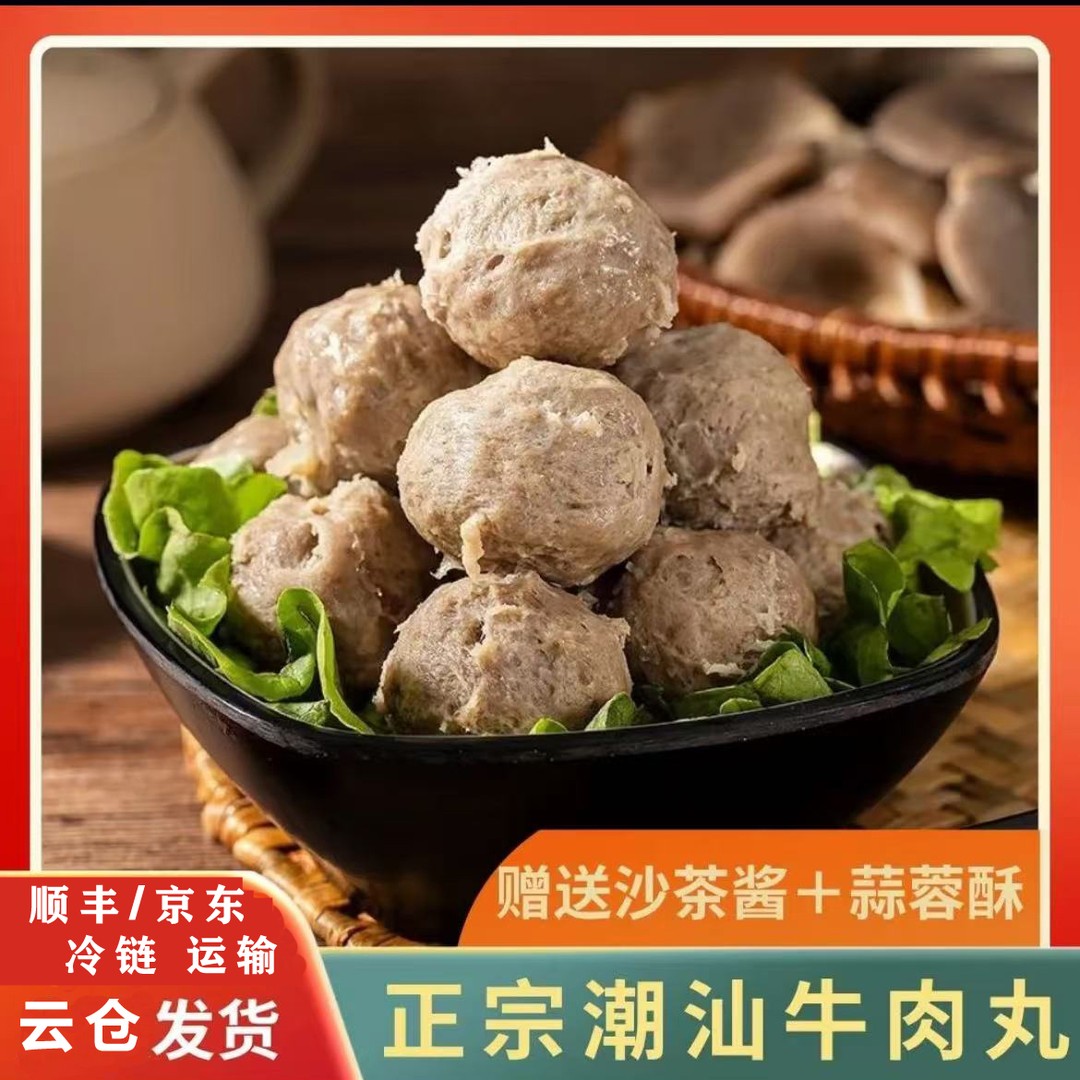 顺丰冷链包邮正宗潮汕特产新鲜爆汁牛肉牛筋丸食材送酱料包