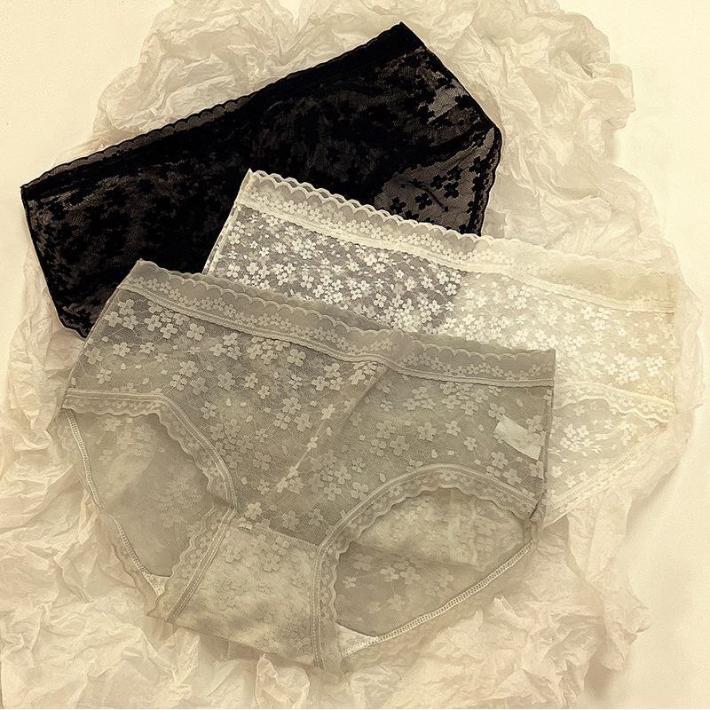 蕾丝无痕内裤女性感抗菌纯欲甜美少女学生清凉提臀三角裤