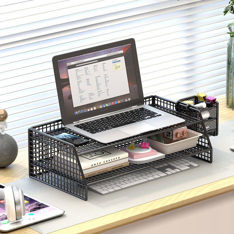 125笔记本支架电脑显示屏增高架散热镂空置物架收纳工位桌上键盘