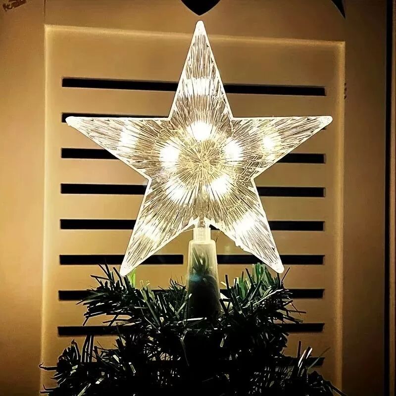 15cm Christmas Decoration Glowing Tree Topper Glitter Shinin