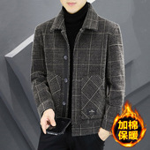 高档毛呢外套男2025新款 翻领休闲夹克秋冬商务呢子上衣加绒加厚