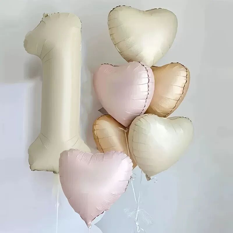 7pcs Cream White Color Number Balloon Set 40Inch 1-9 Digital