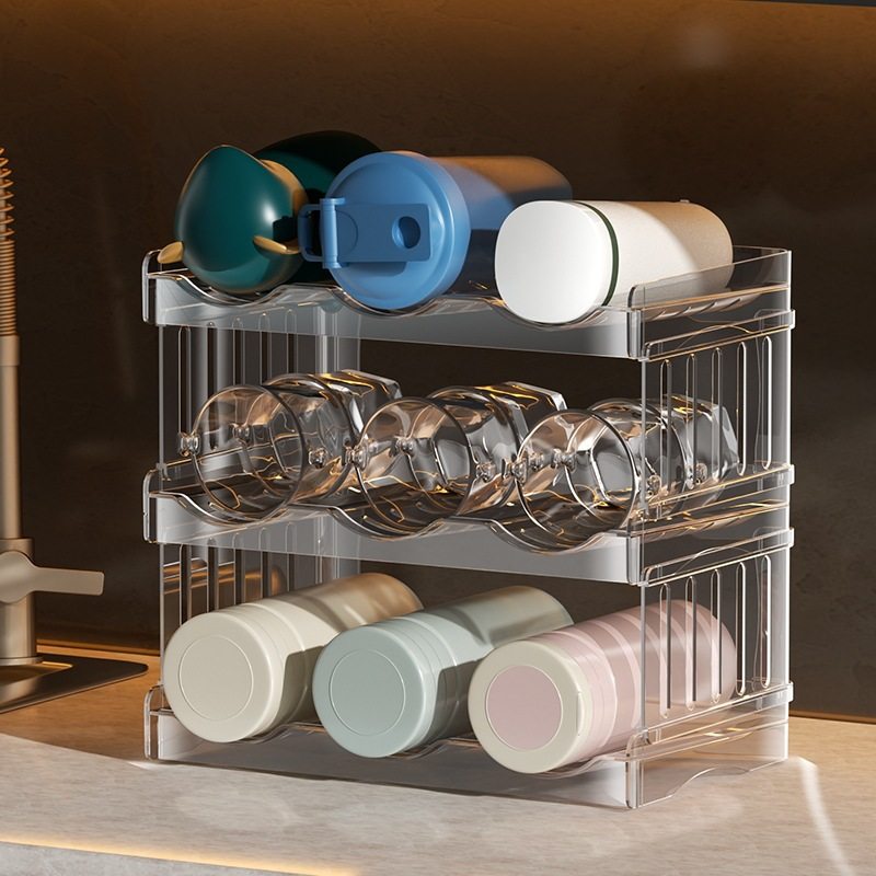 新款 折叠杯架 多层透明水杯置物架轻奢冰箱饮料架可叠加 可拆卸,收纳整理,整理架/置物架/收纳架,淘宝优惠券,粉丝福利购,淘宝优惠卷