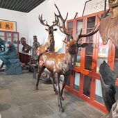 厂家制作紫铜梅花鹿摆件 玻璃钢一路发财铜鹿工艺品 全铜鹿摆件