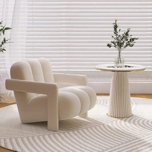 阳台洽谈桌椅轻奢白色米白色奶油风网红休息区接待洽谈桌椅组合