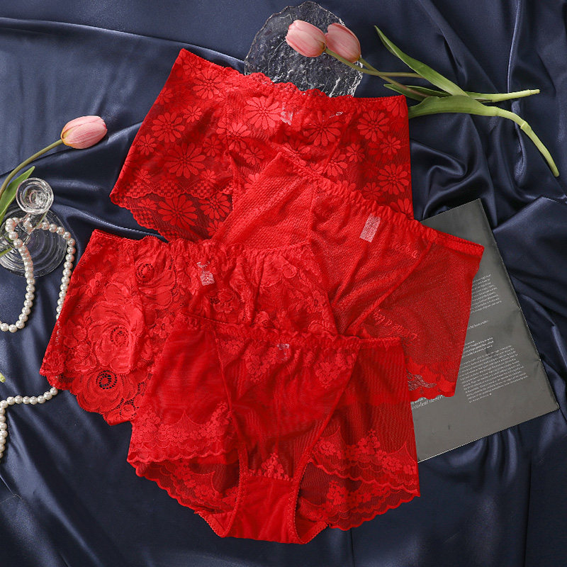 洁韵朵本命年红色女士内裤收腹纯棉裆中高腰蕾丝兔年结婚礼物短裤,女士内衣/男士内衣/家居服,女三角裤,淘宝优惠券,粉丝福利购,淘宝优惠卷