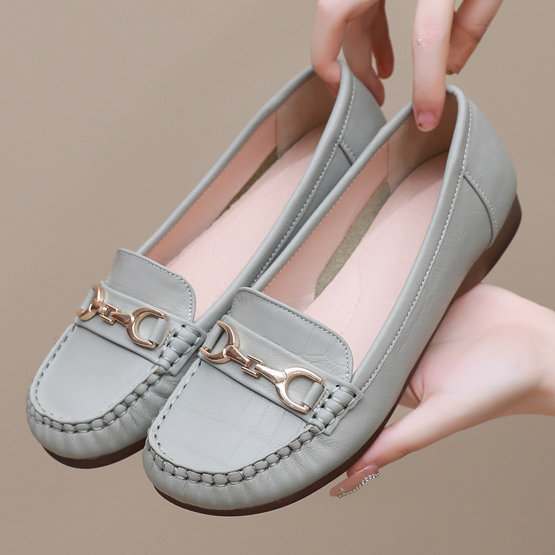 真皮豆豆鞋女夏季新款牛筋底中老年皮鞋一脚蹬舒适单鞋平底妈妈鞋,女鞋,乐福鞋（豆豆鞋）,淘宝优惠券,粉丝福利购,淘宝优惠卷