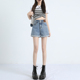 浅蓝色高腰牛仔短裤 宽松显瘦小个子阔腿a字热裤 女2023年新款 夏季