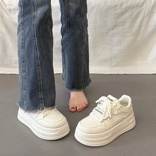 踩屎感厚底小白鞋女款2025年新款春季软底板鞋时尚皮面运动鞋防滑